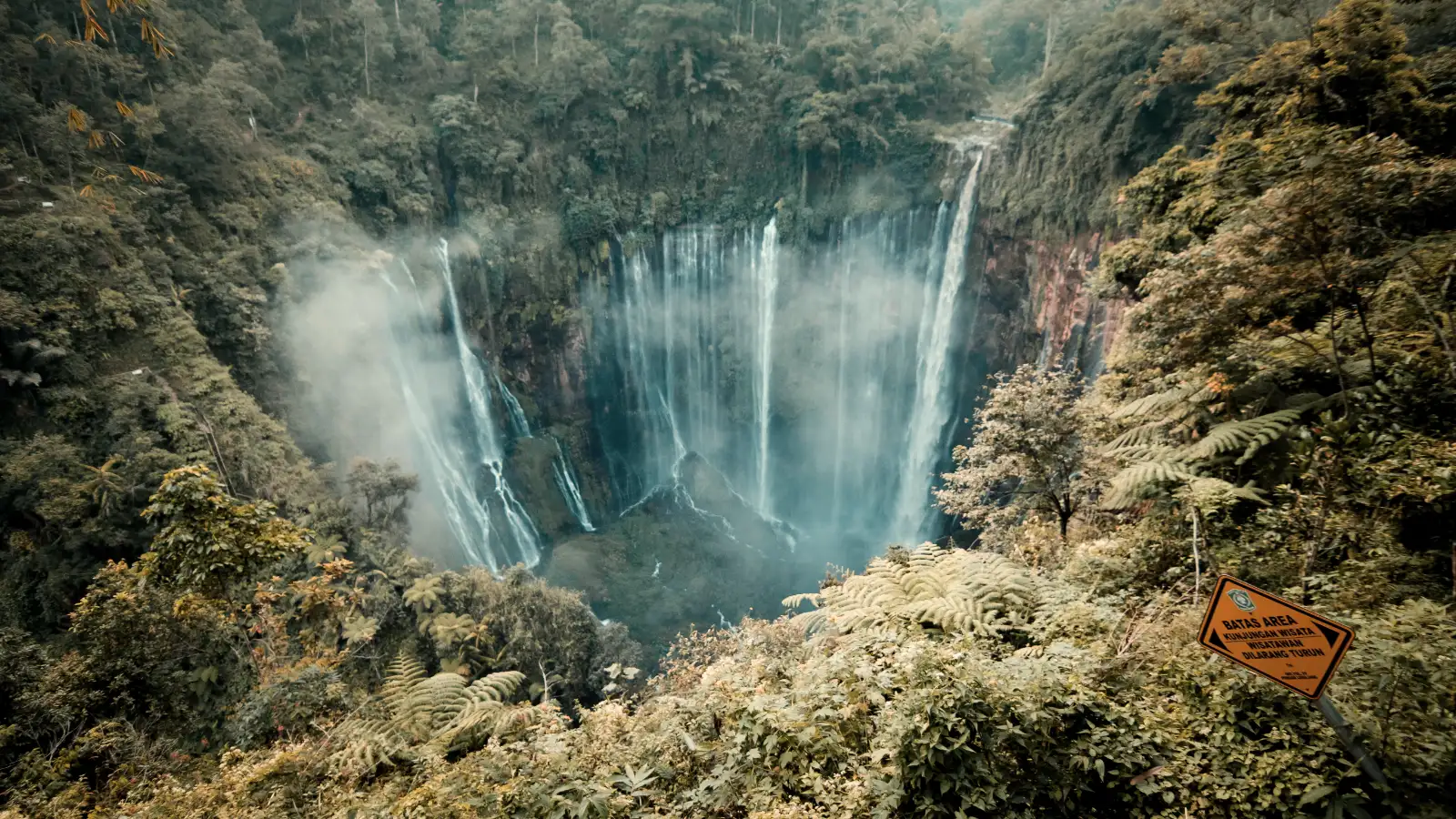 Kawah Ijen Acid Lake View Panoramic view of the turquoise acidic lake of Kawah Ijen