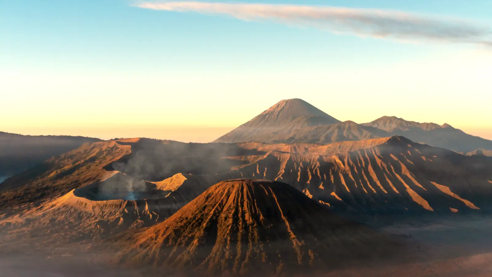 Breathtaking sunrise view of Mount Bromo and Mount Semeru from Penanjakan viewpoint