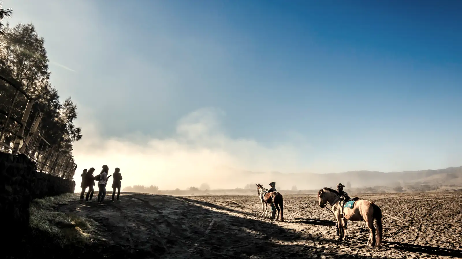 Breathtaking sunrise view of Mount Bromo crater and Batok volcano in East Java